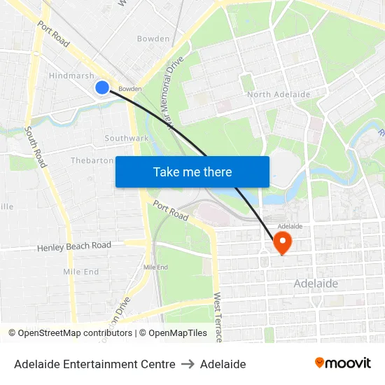 Adelaide Entertainment Centre to Adelaide map