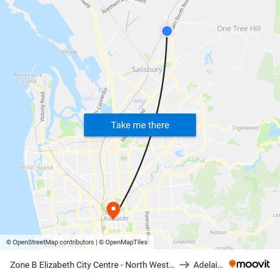 Zone B Elizabeth City Centre - North West side to Adelaide map