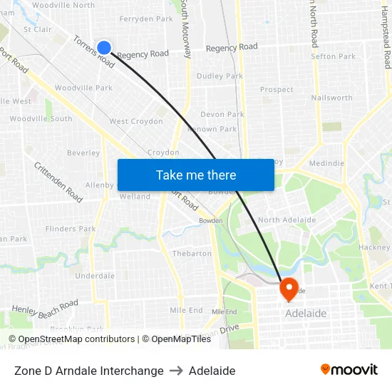 Zone D Arndale Interchange to Adelaide map
