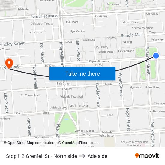 Stop H2 Grenfell St - North side to Adelaide map