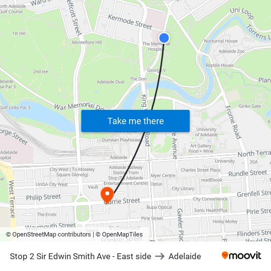 Stop 2 Sir Edwin Smith Ave - East side to Adelaide map