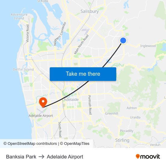 Banksia Park to Adelaide Airport map