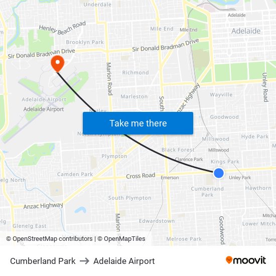 Cumberland Park to Adelaide Airport map