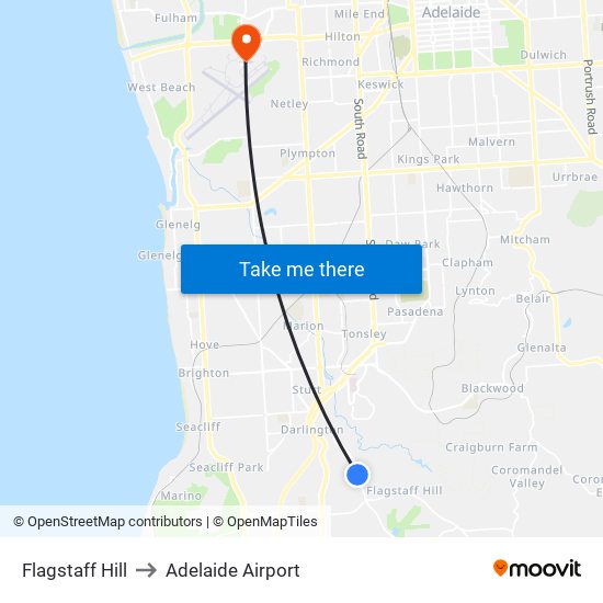 Flagstaff Hill to Adelaide Airport map