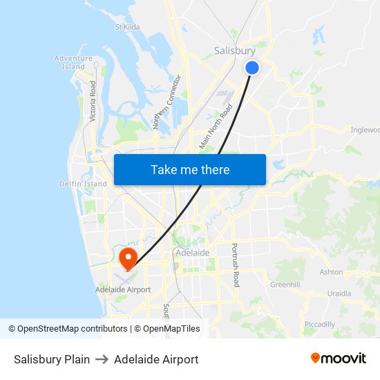 Salisbury Plain to Adelaide Airport map