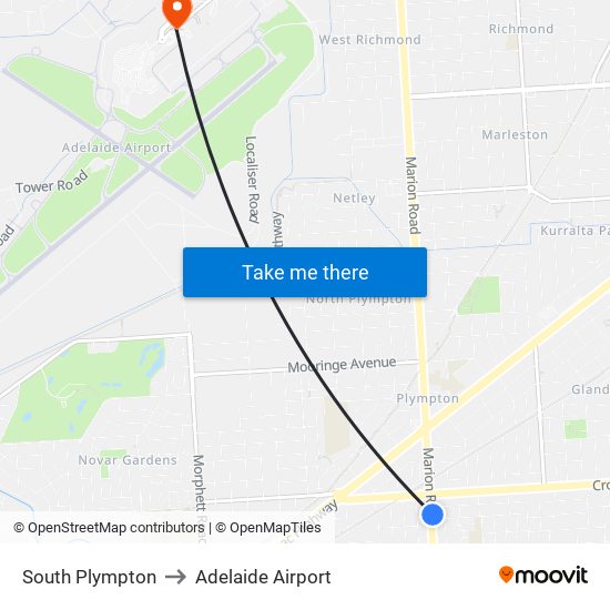 South Plympton to Adelaide Airport map