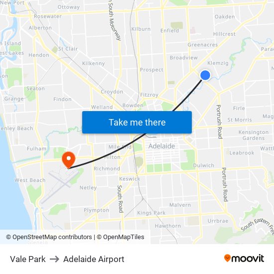 Vale Park to Adelaide Airport map