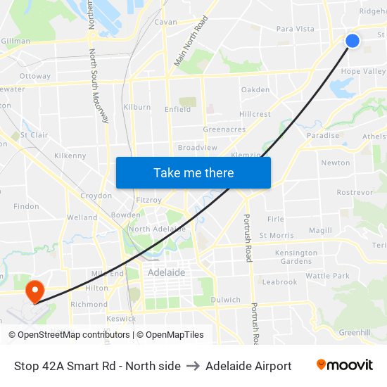 Stop 42A Smart Rd - North side to Adelaide Airport map