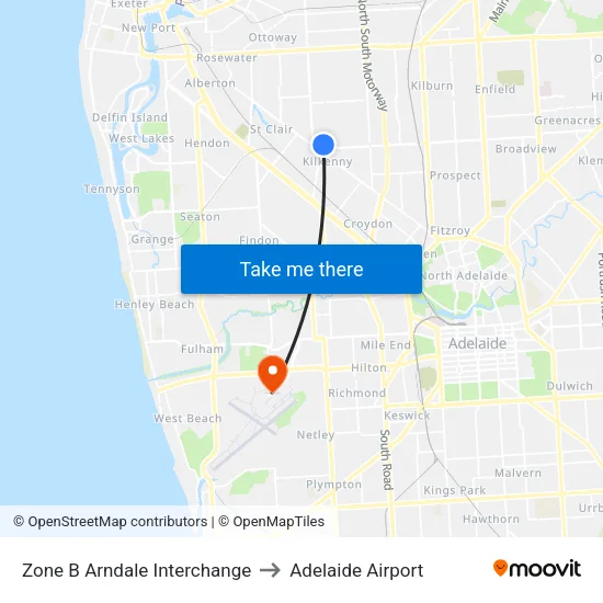Zone B Arndale Interchange to Adelaide Airport map