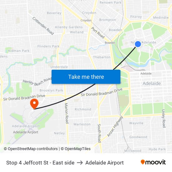 Stop 4 Jeffcott St - East side to Adelaide Airport map