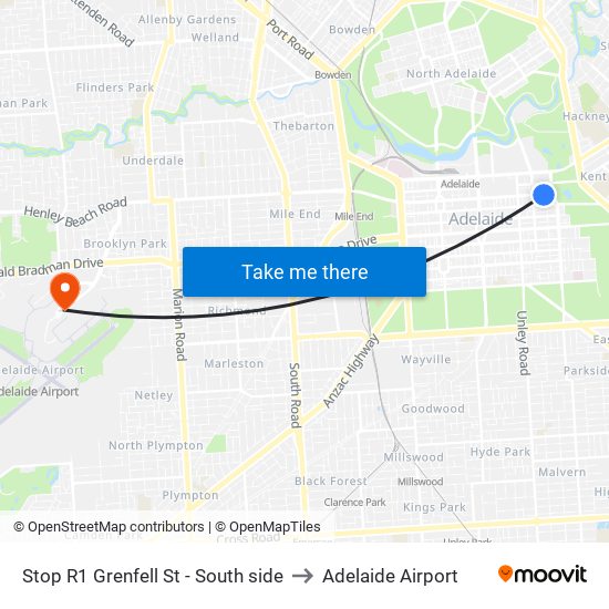 Stop R1 Grenfell St - South side to Adelaide Airport map