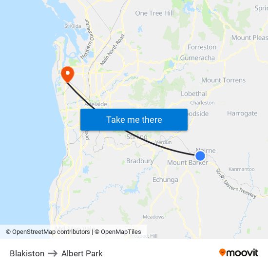 Blakiston to Albert Park map