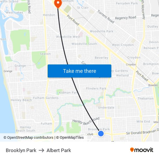 Brooklyn Park to Albert Park map