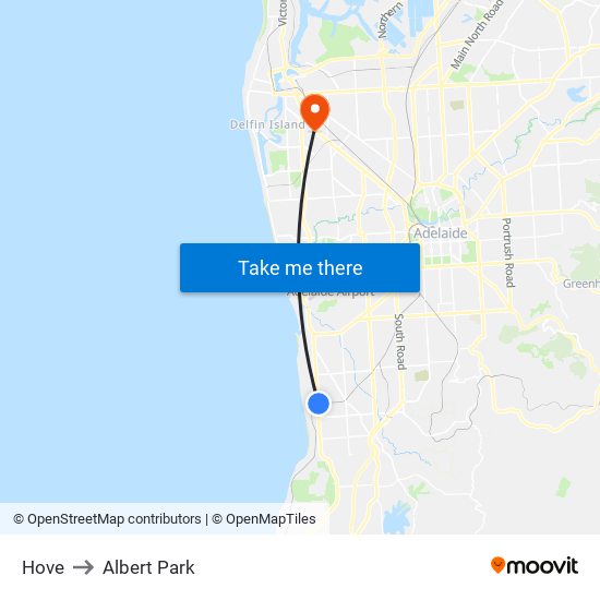 Hove to Albert Park map
