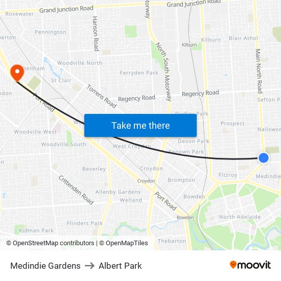 Medindie Gardens to Albert Park map