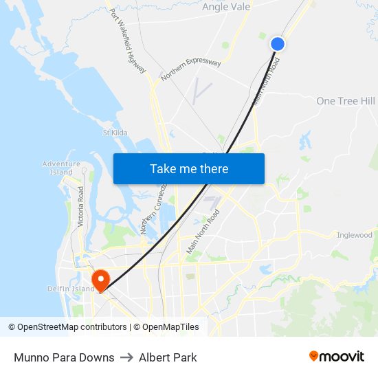 Munno Para Downs to Albert Park map