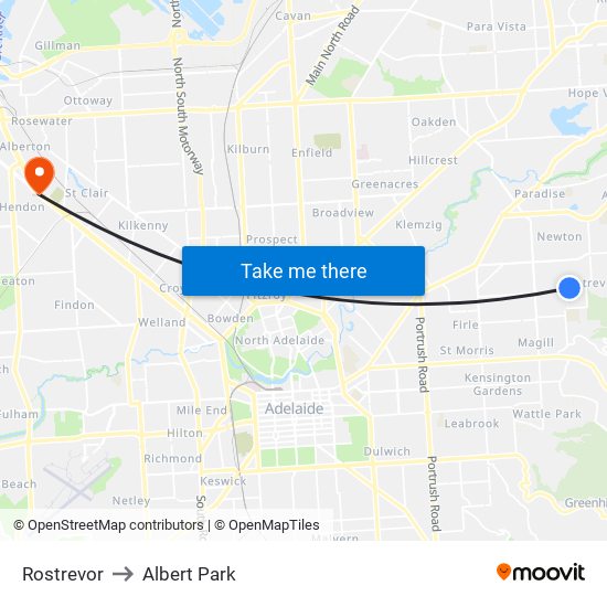 Rostrevor to Albert Park map