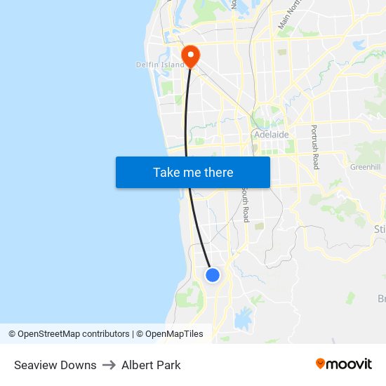 Seaview Downs to Albert Park map