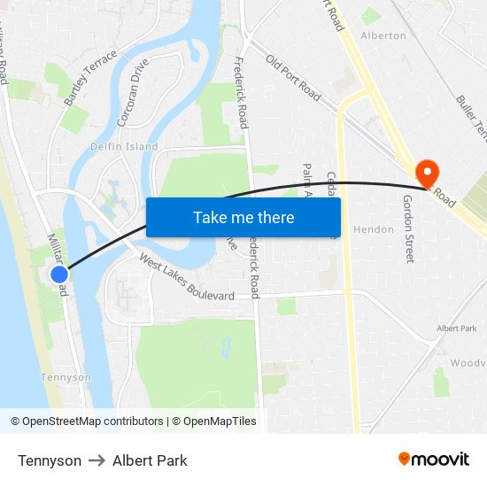 Tennyson to Albert Park map