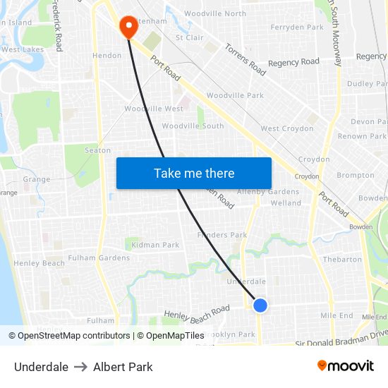 Underdale to Albert Park map