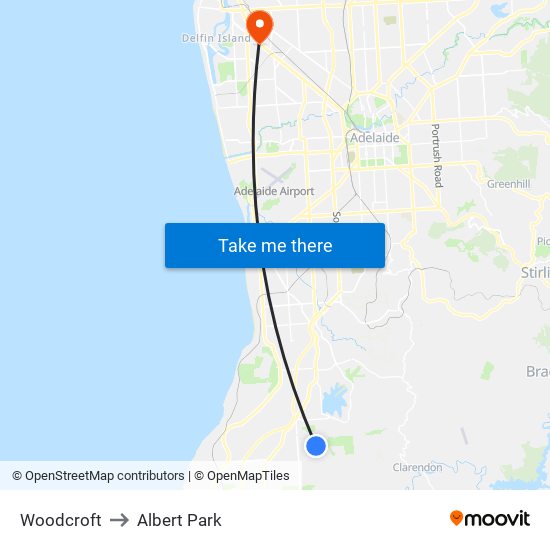 Woodcroft to Albert Park map