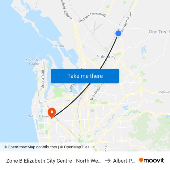 Zone B Elizabeth City Centre - North West side to Albert Park map