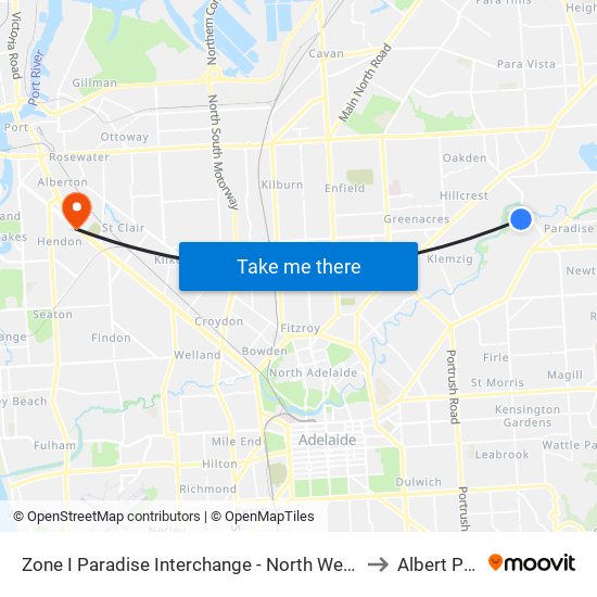 Zone I Paradise Interchange - North West side to Albert Park map