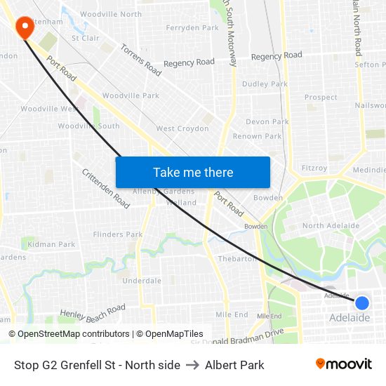 Stop G2 Grenfell St - North side to Albert Park map