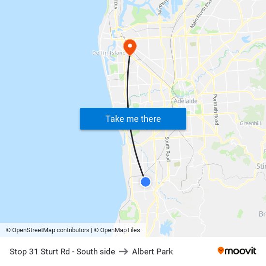 Stop 31 Sturt Rd - South side to Albert Park map