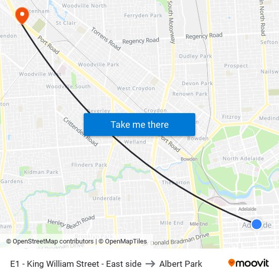 E1 - King William Street - East side to Albert Park map