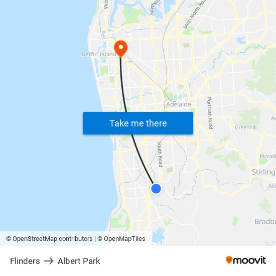 Flinders to Albert Park map