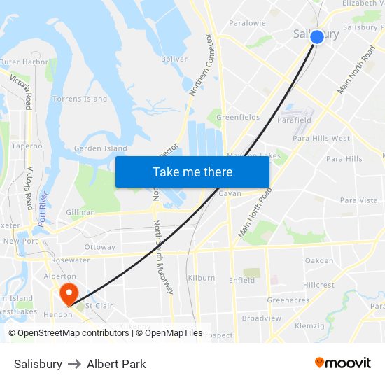 Salisbury to Albert Park map