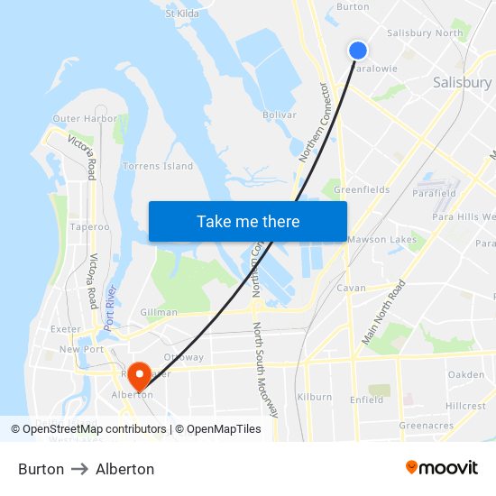 Burton to Alberton map