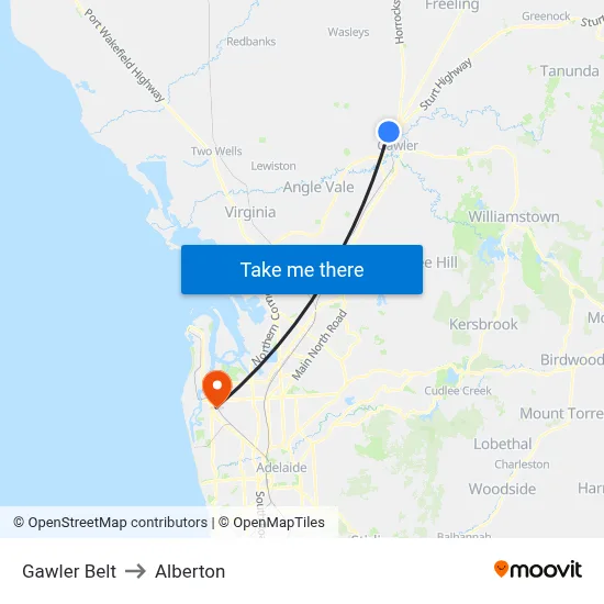 Gawler Belt to Alberton map
