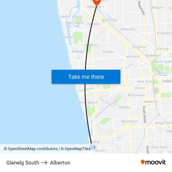 Glenelg South to Alberton map