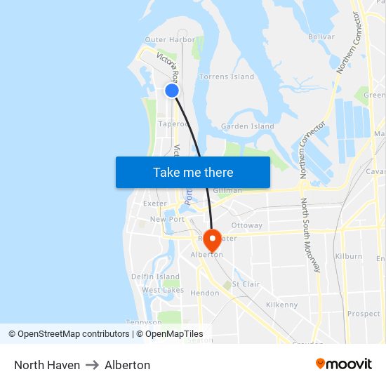 North Haven to Alberton map