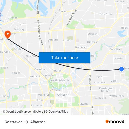 Rostrevor to Alberton map