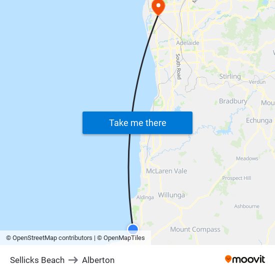 Sellicks Beach to Alberton map