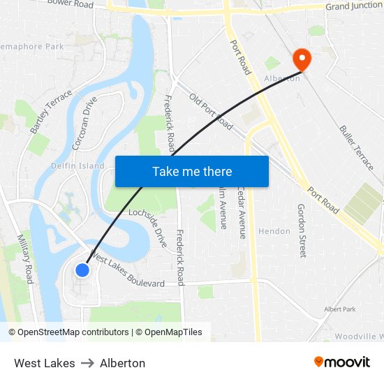 West Lakes to Alberton map