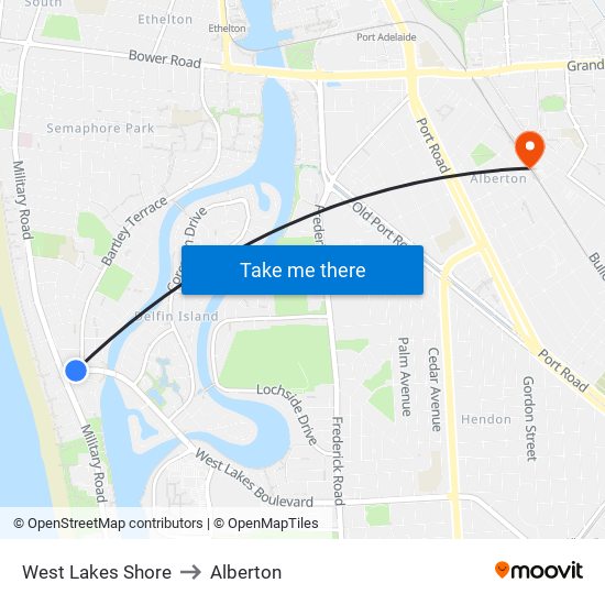 West Lakes Shore to Alberton map