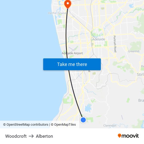 Woodcroft to Alberton map