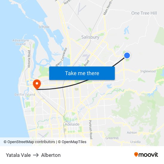 Yatala Vale to Alberton map