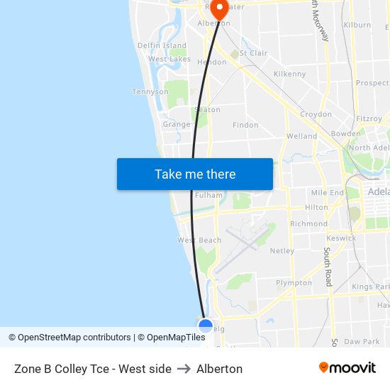 Zone B Colley Tce - West side to Alberton map