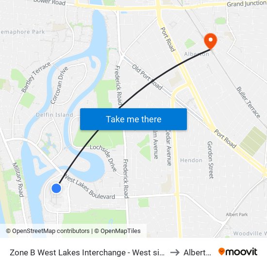 Zone B West Lakes Interchange - West side to Alberton map