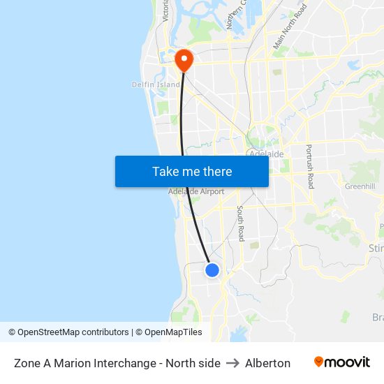 Zone A Marion Interchange - North side to Alberton map