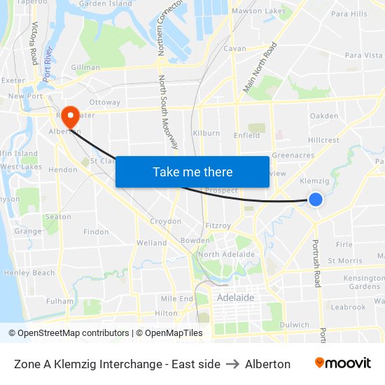 Zone A Klemzig Interchange - East side to Alberton map