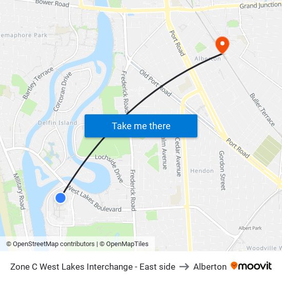 Zone C West Lakes Interchange - East side to Alberton map