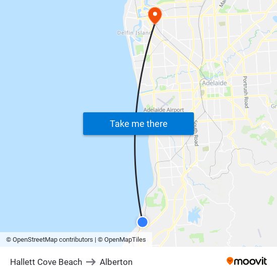 Hallett Cove Beach to Alberton map