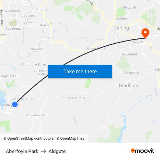 Aberfoyle Park to Aldgate map