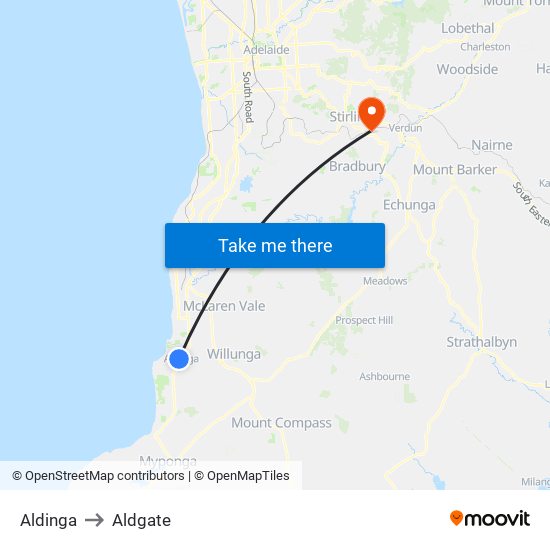 Aldinga to Aldgate map